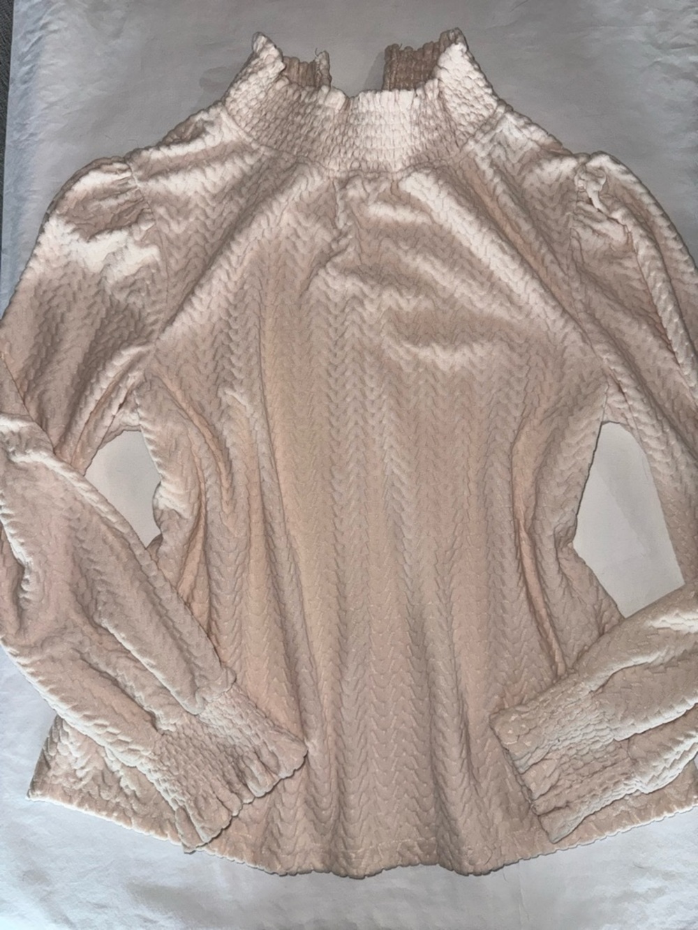 VOY Velvet High Neck Blouse in Light Pink M